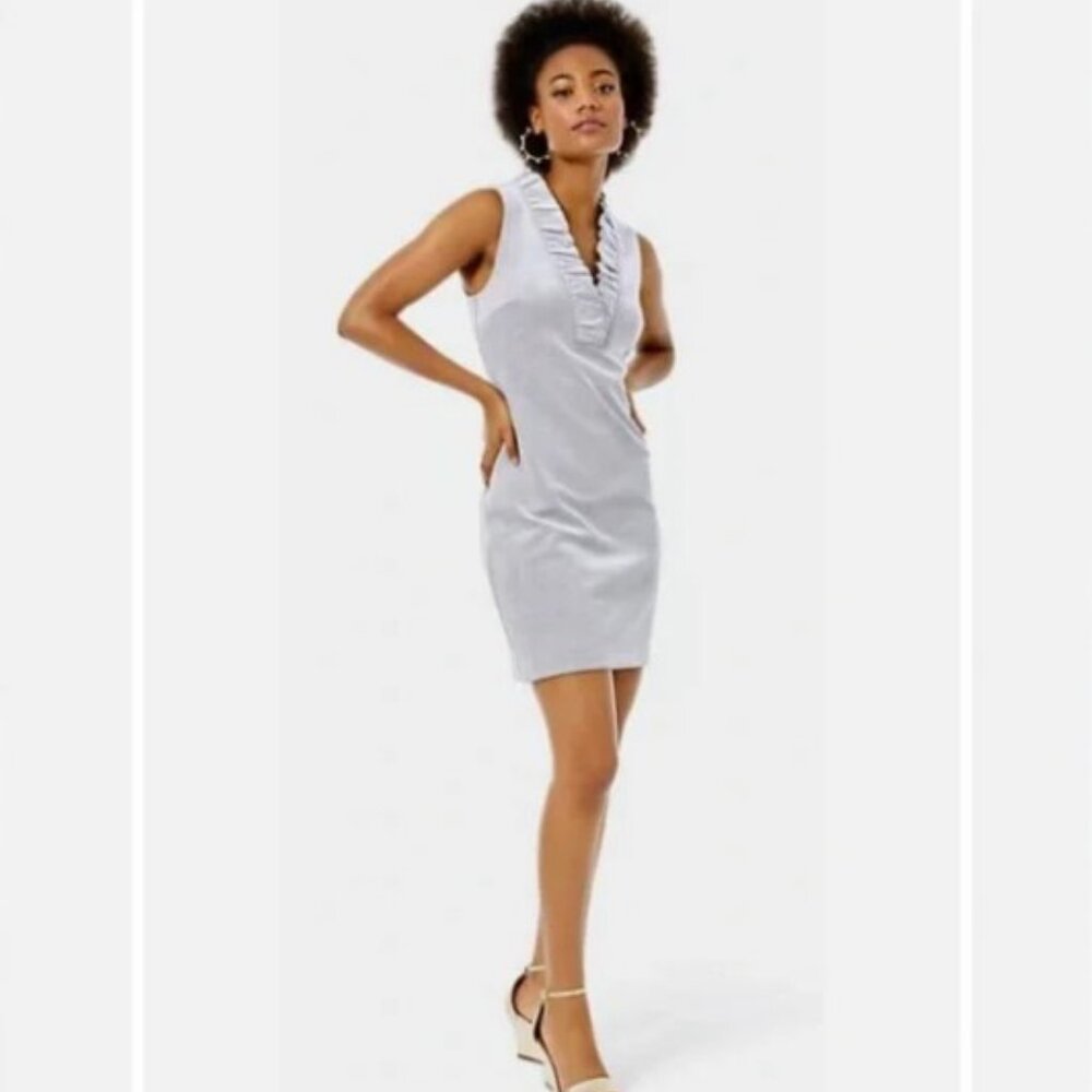 Lilly Pulitzer Tisbury Sleeveless Shift Dress Lucky Catch Stripe M True Navy - Picture 16 of 16